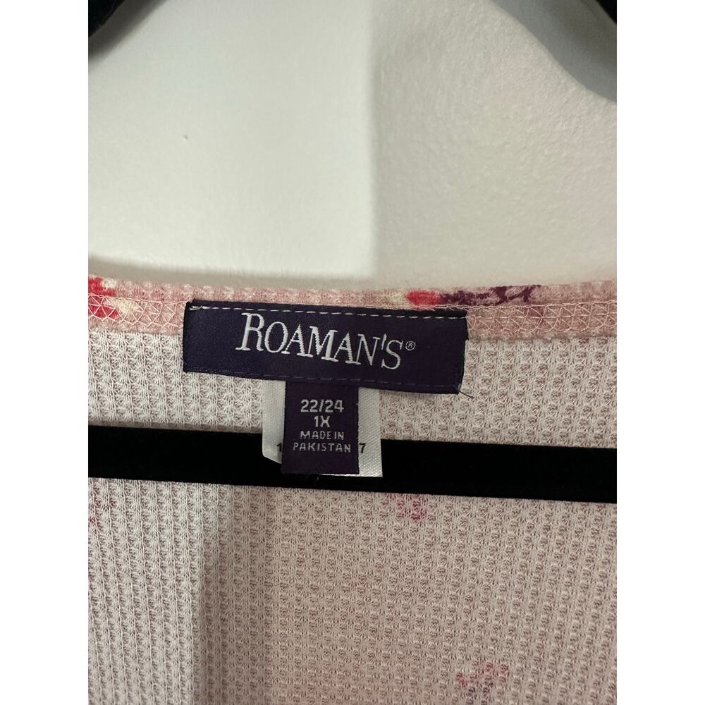 ROAMAN’S Pink Floral Thermal Henley Tunic Top Shirt - Sz 1X (22-24) - NWT - Picture 4 of 6